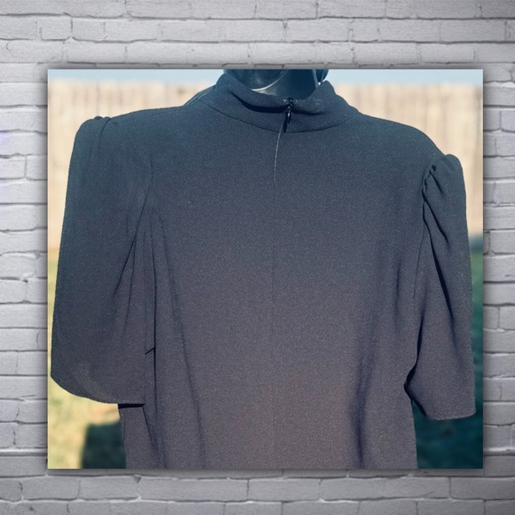 “New Zara Black Midi Dress with Tags - High Neck, Short Sleeves, Size L, Made in - Picture 8 of 15